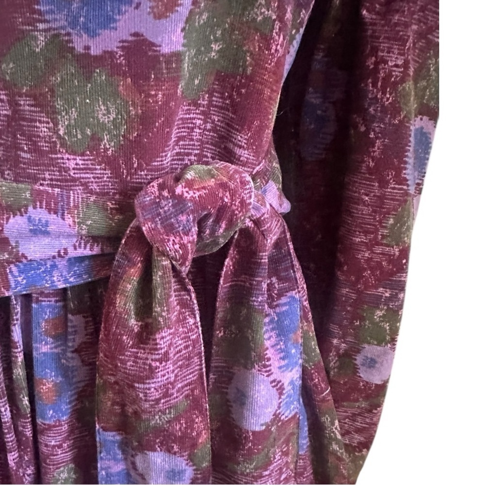 Vintage Laura Ashley Gorgeous Floral Long Sleeve Midi Dress w/ Belt & Pockets 10 - Picture 5 of 11